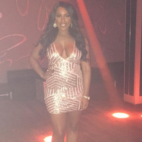 Rosé gold sequin dress