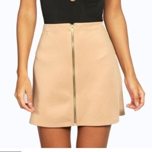 Zip Front A Line Mink Skirt