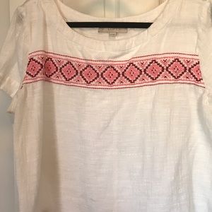 Loft embroidered linen tee