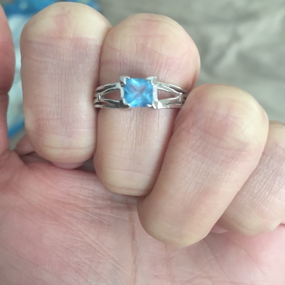 Sterling silver ring with blue stone
