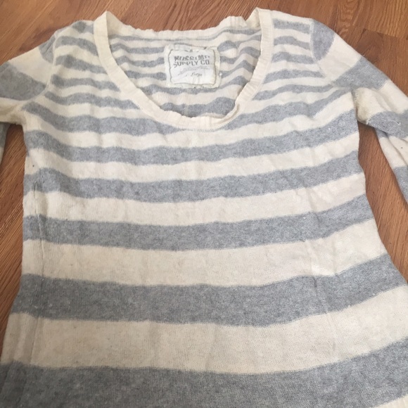 Grey and cream striped sweater