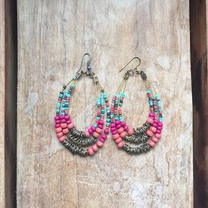 VT made beaded dangle earrings