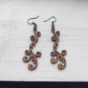 Wooden hand carved in VT earrings