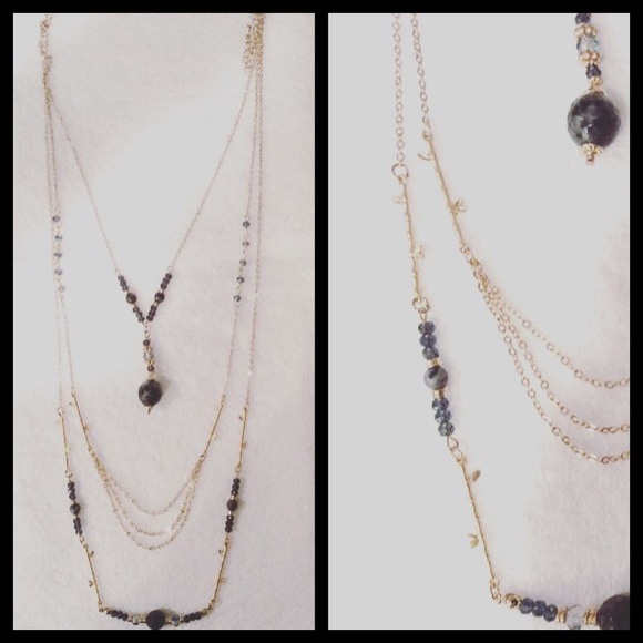 Semi Precious Necklace Blue with Gold Chain