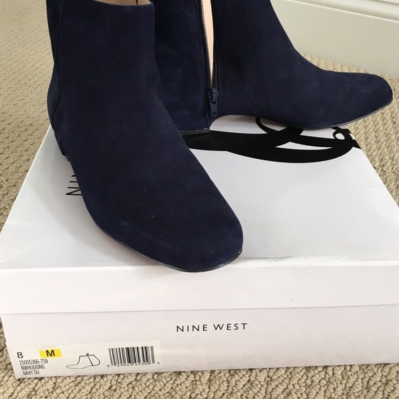 Blue suede ankle boots
