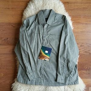 Men's smith center 100% cotton green plaid shirt