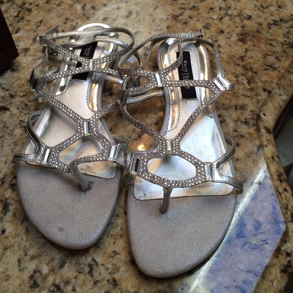 White House black market Silver beaded shoes