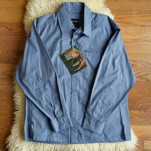 Men's blue plaid long sleeve smith center shirt