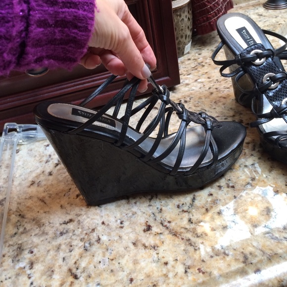 Black wedge sandals