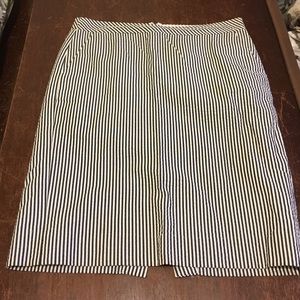 Black and white striped seersucker skirt