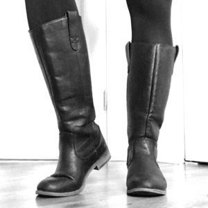 Black Faux Leather Boots