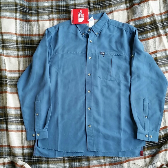 Men's north face syncline shirt in bay blue