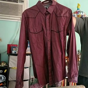 mens maroon express shirt size L