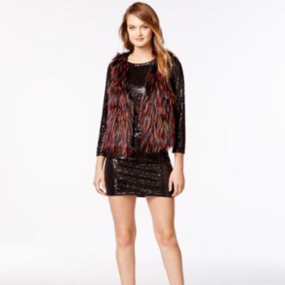 Colorful faux fur vest from Kensie B39 FLASH SALE - Picture 2 of 2