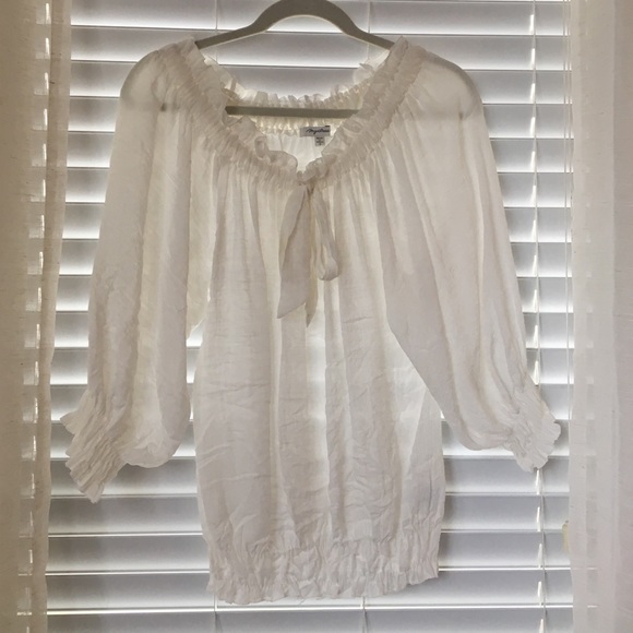 White linen "cold shoulder" top, never worn!