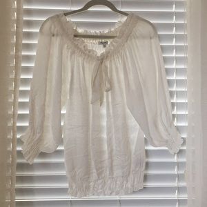 White linen "cold shoulder" top, never worn!