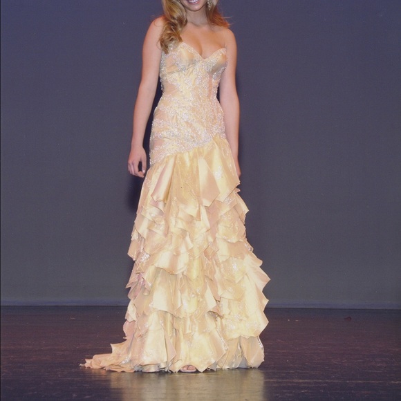 Belle of the Ball, Gold Claire's Strapless Gown, 4