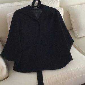 Ellen Tracy Black wool blend Cape with belt
