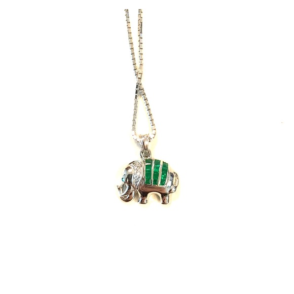 18k Gems gallery emerald elephant necklace