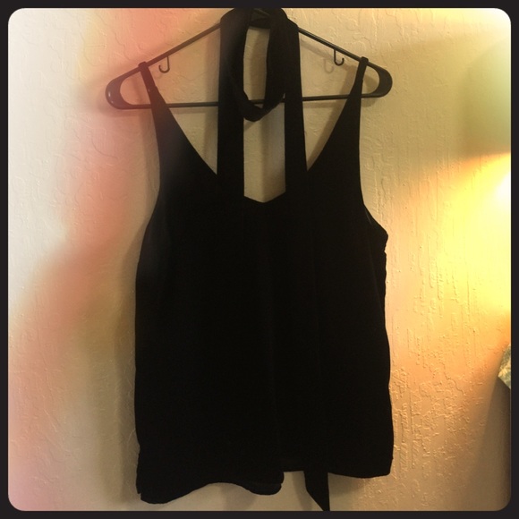 Topshop V-neck velvet CAMI with skinny scarf