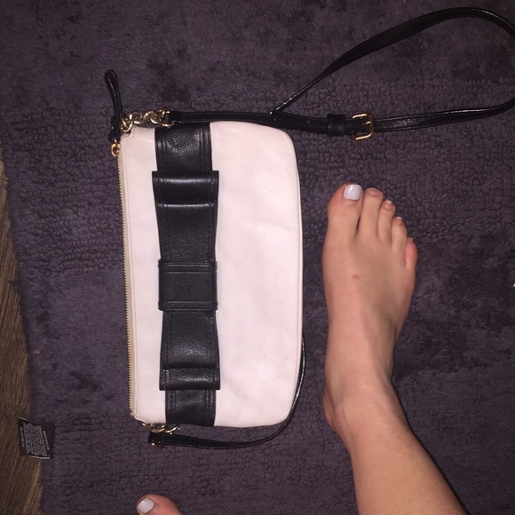 Kate spade black and white bow cross body purse
