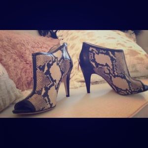 Banana Republic Snake Print Open Toe Bootie