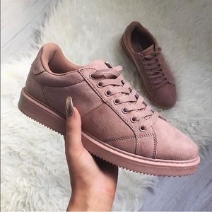 Mauve suede sneakers