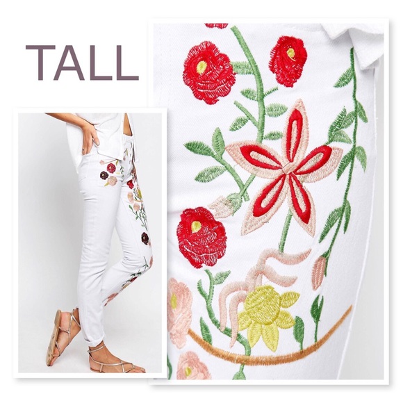 NWT TALL ASOS GLAMOROUS EMBROIDERED JEAN - Picture 2 of 4