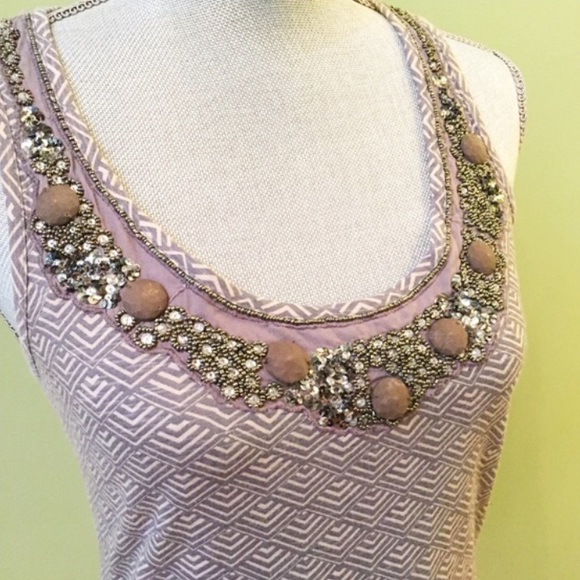 Anthropologie Tops - 🎈Final Price- Lavender Beaded Neckline Top
