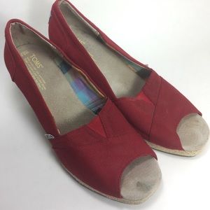 Toms Red Wedge Sandals