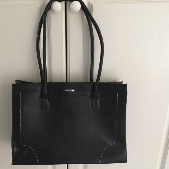 Totes tote bag: black/ red lining, 16" wide, 12" L