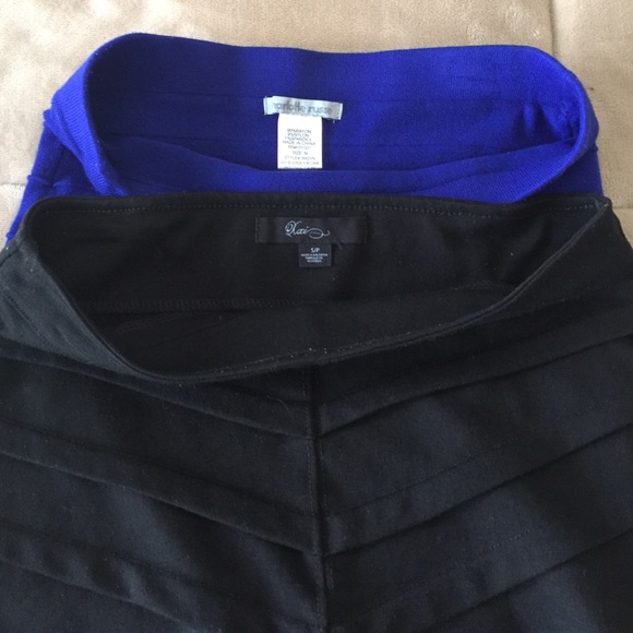 Pencil skirts. 1 Char  Russe blue sz M. Blk  sz s