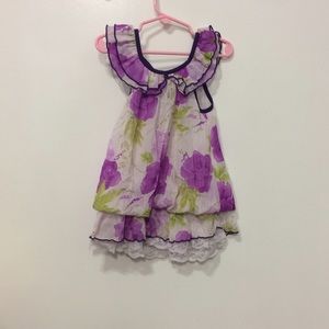 Cute pink florals smocked with lace trim