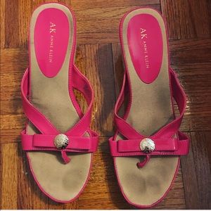 Anne Klein hot pink open toe wedges