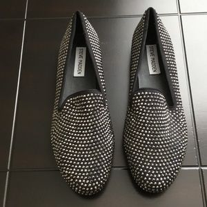 STEVE MADDEN BLACK RIGHNESTONE  SHOES SZ 8 1/2