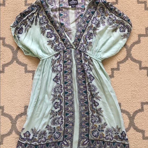 Mint detailed cotton dress