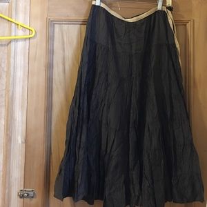 Midi chocolate brown silk skirt