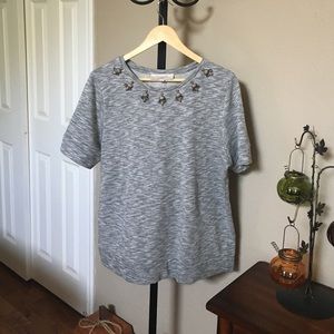 Loft short sleeved "jeweled" sweat shirt