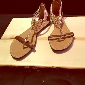 Gold and brown sandals !