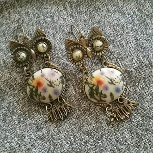 Floral Owl earrings