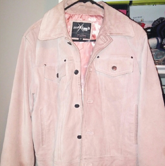 Wilson's light pink suede jacket.