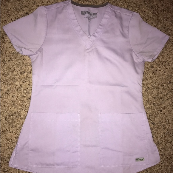 Grey's Anatomy 2 Pocket V-neck Lilac Scrub Top XS