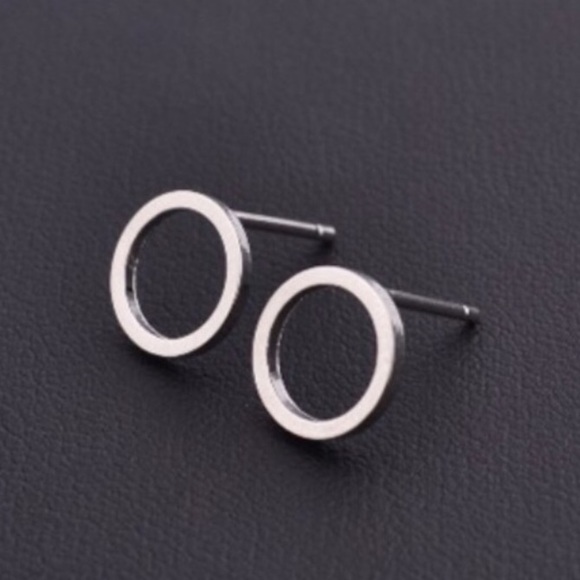 Minimalist silver plated circle studs