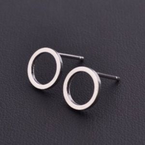 Minimalist silver plated circle studs