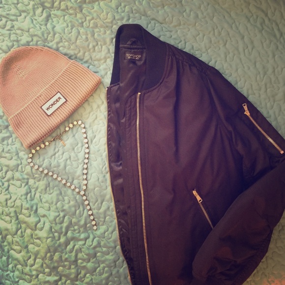 Topshop MA1 BOMBER jacket in black