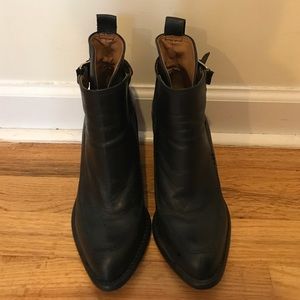 Zara High Heel Leather Ankle Boots With Buckle