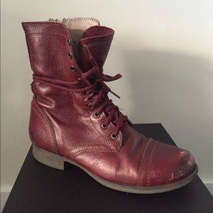 STEVE MADDEN_oxblood leather combat boots