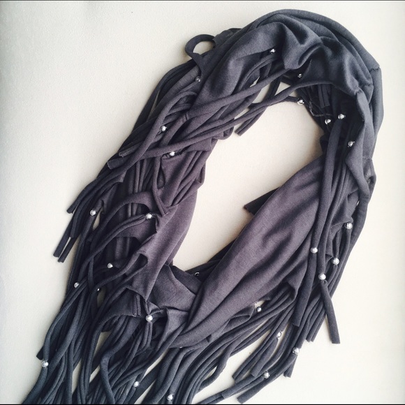 Accessories - Grey Beaded Scarf
