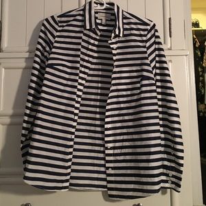 J. Crew Navy and white button down