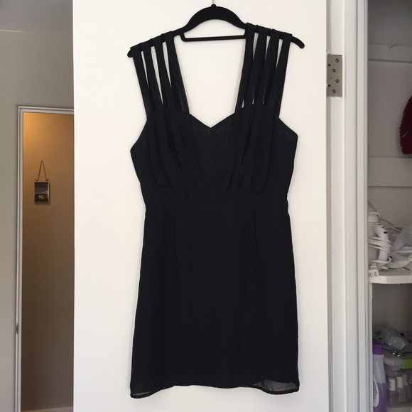 Urban Outfitters black mini dress with open back